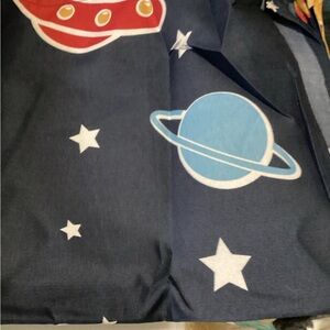 Space Print Navy Planet & Stars Twin Size Sheet Set